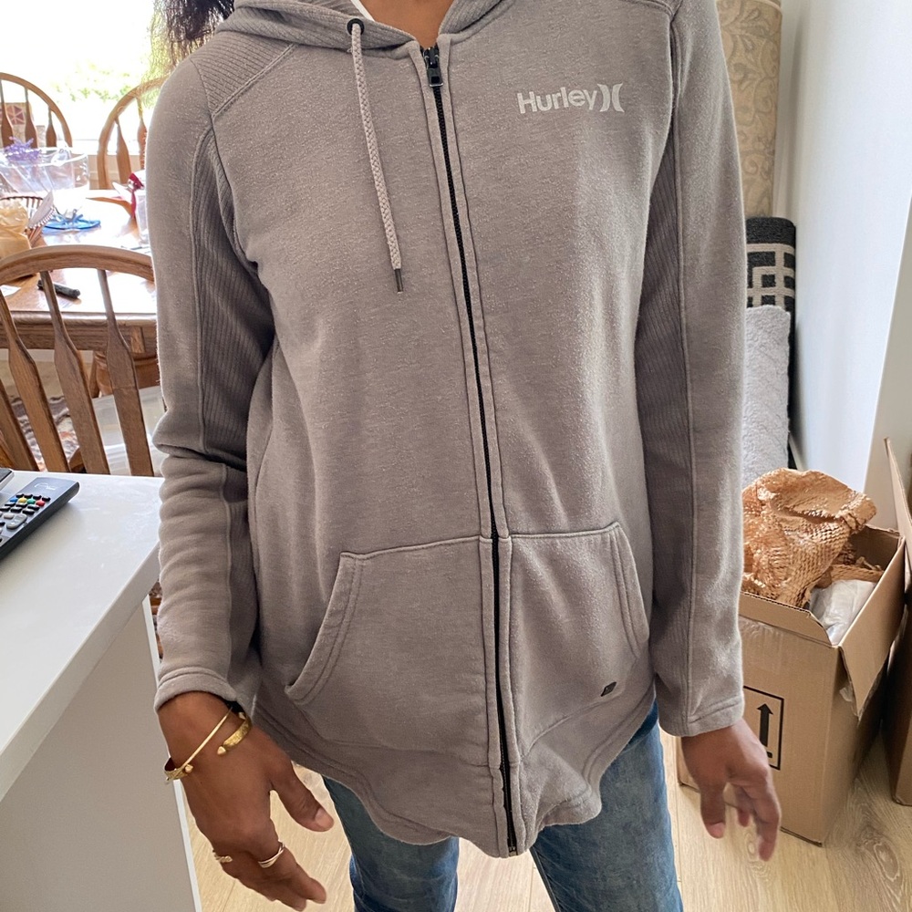 Hurley Light Gray Full-Zip Hoodie